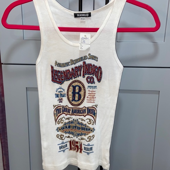 Tops - Authentic bejeweled tank size OS denim deluxe 1954